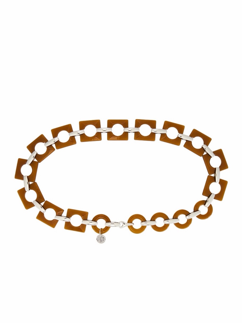 MOTHER Adjustable Brown Resin Link Chain Belt with Silver Accents Sz M ✨NWT✨ - Picture 7 of 12